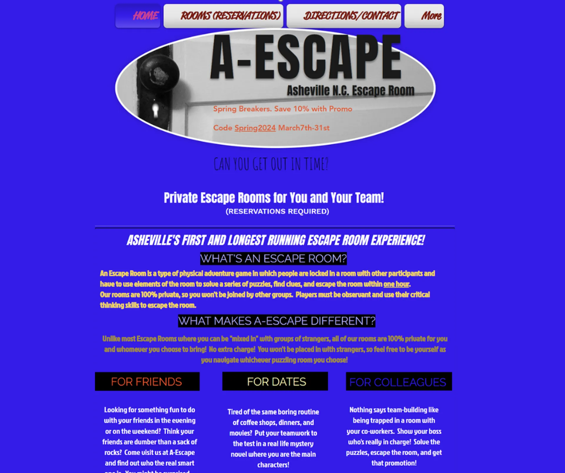 Earlier A-Escape website design