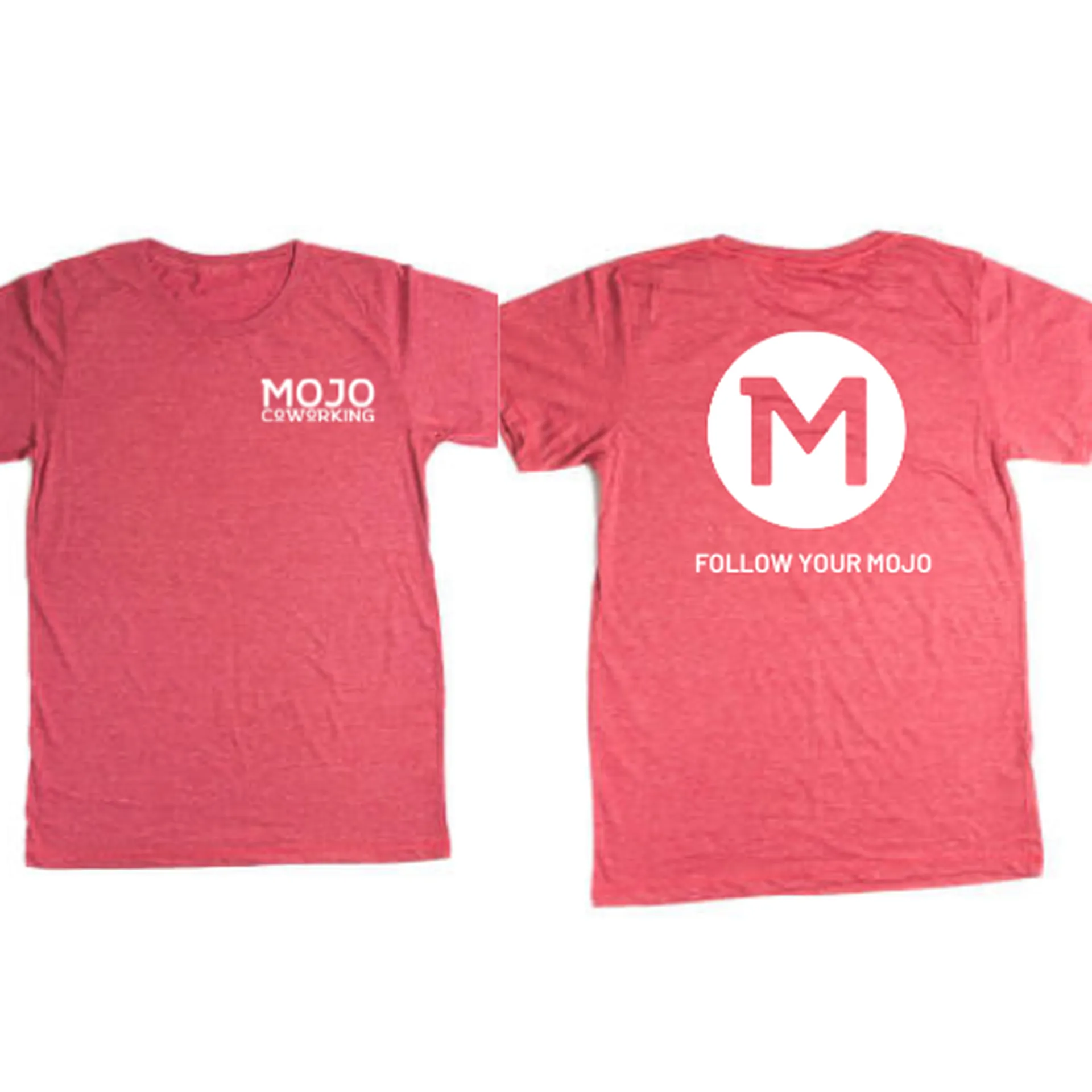 Red Mojo Coworking t-shirt, front and back
