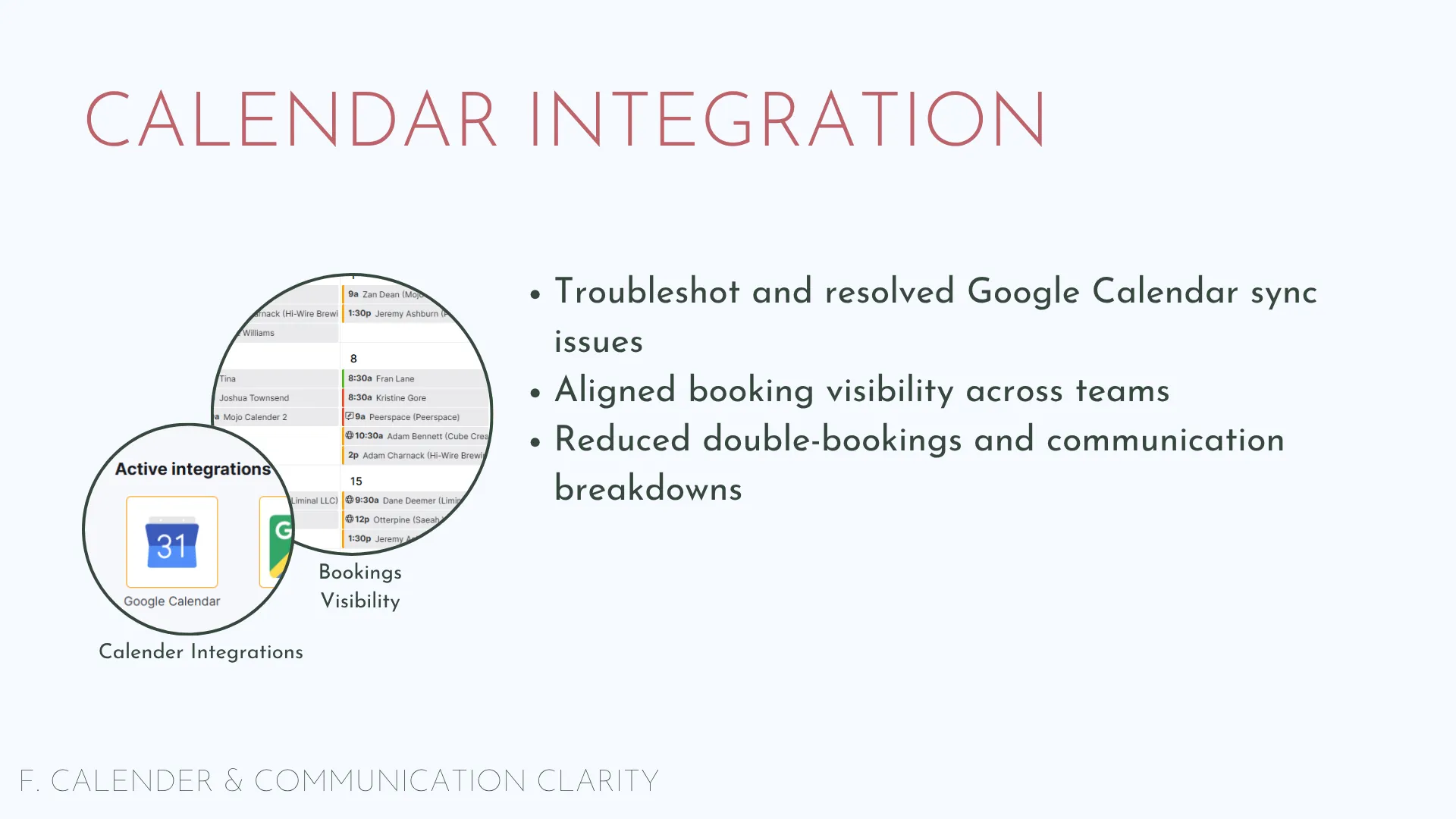 Slide 12: Nexudus: calendar integration