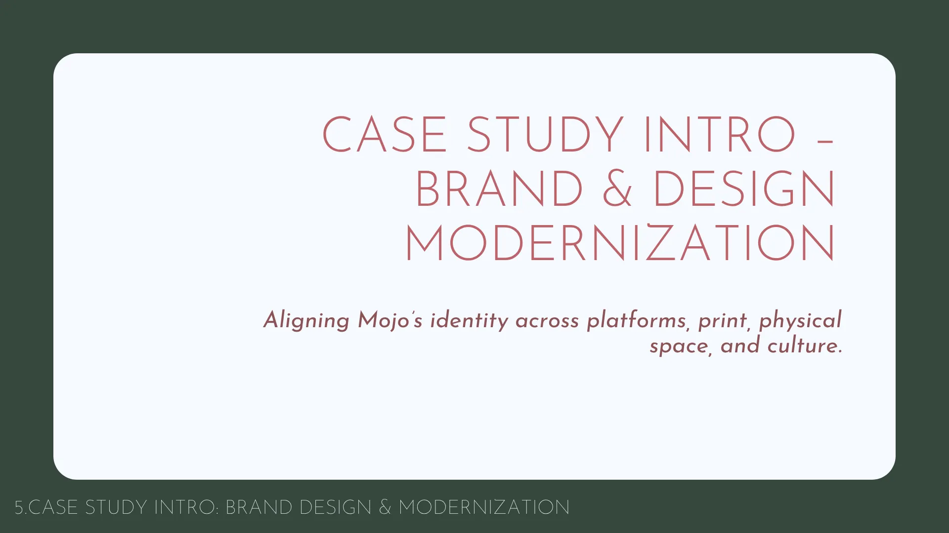 Slide 20: 5. Case study intro: brand and design modernization
