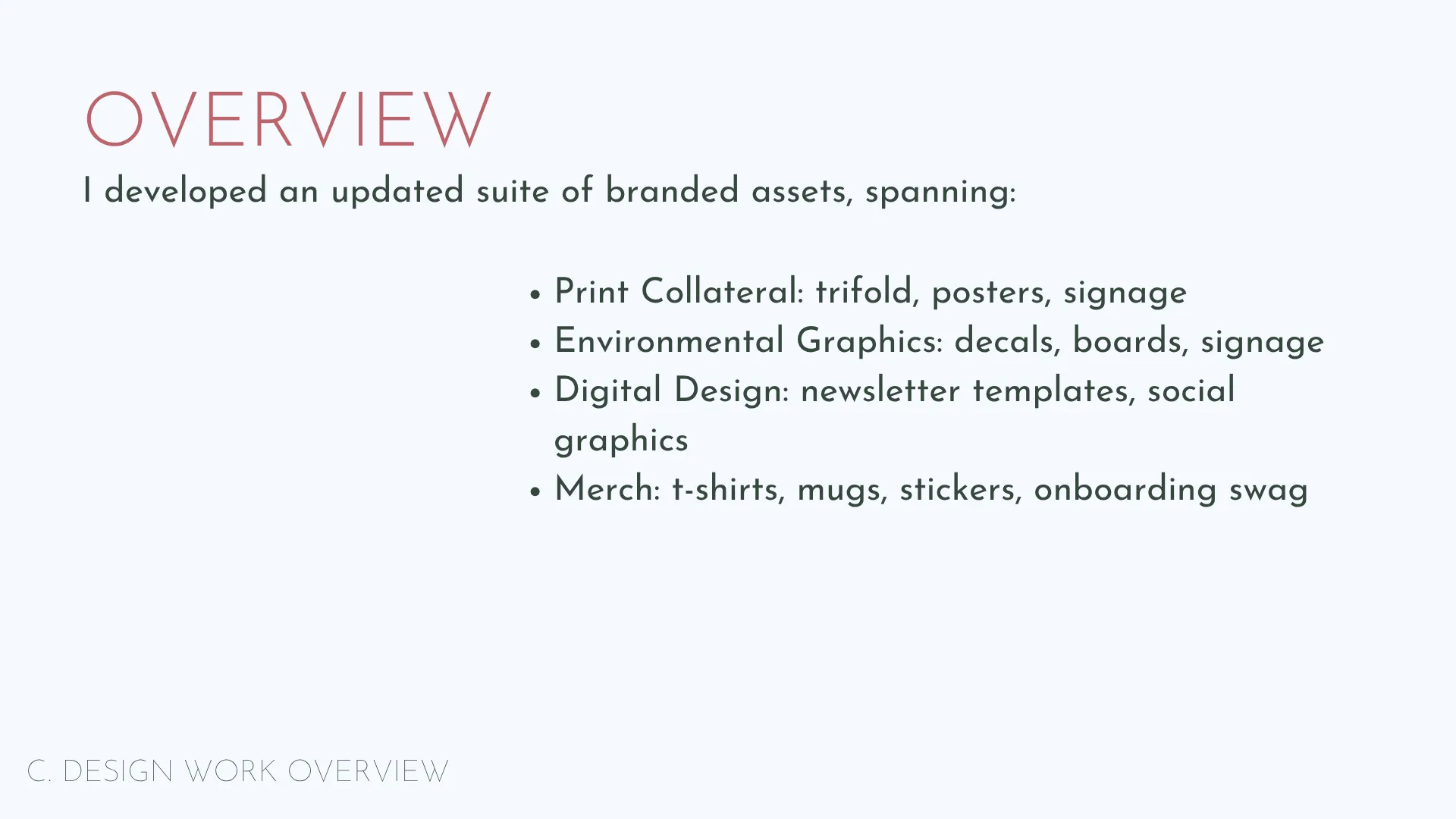 Slide 23: Brand: design work overview