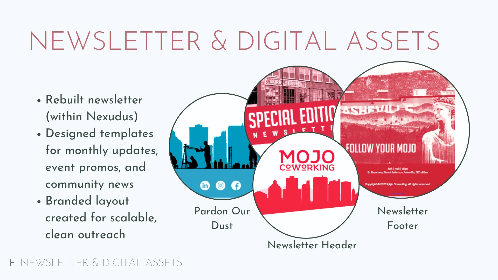 Slide 26: Brand: newsletter and digital assets