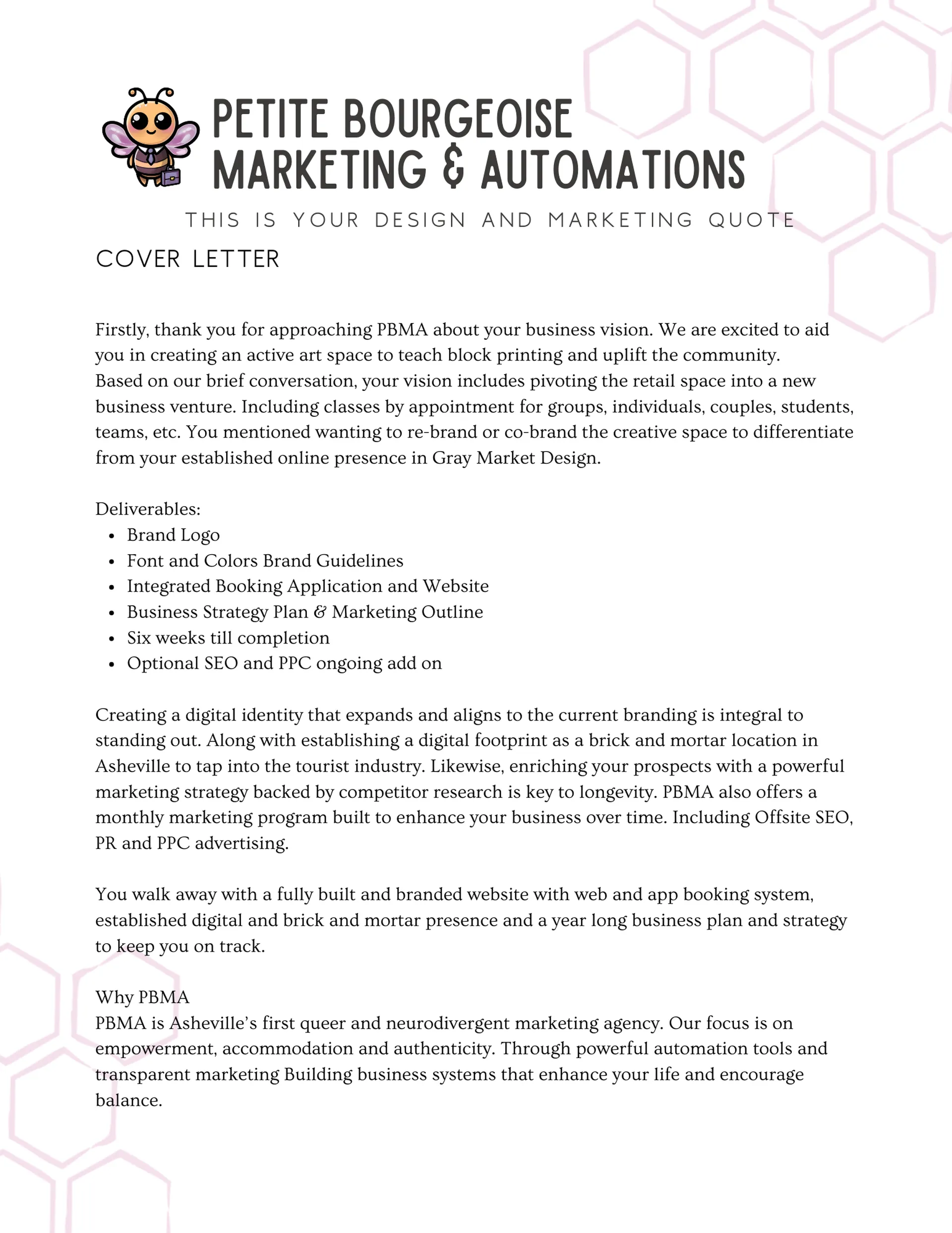 PBMA proposal cover letter