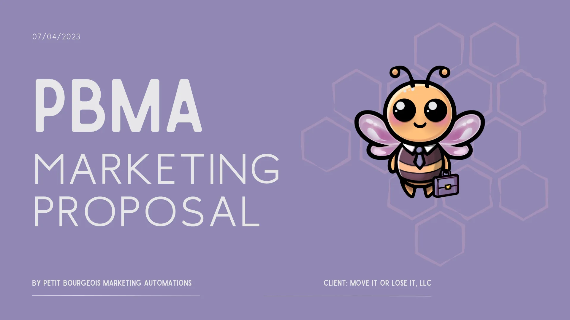 PBMA marketing proposal title slide