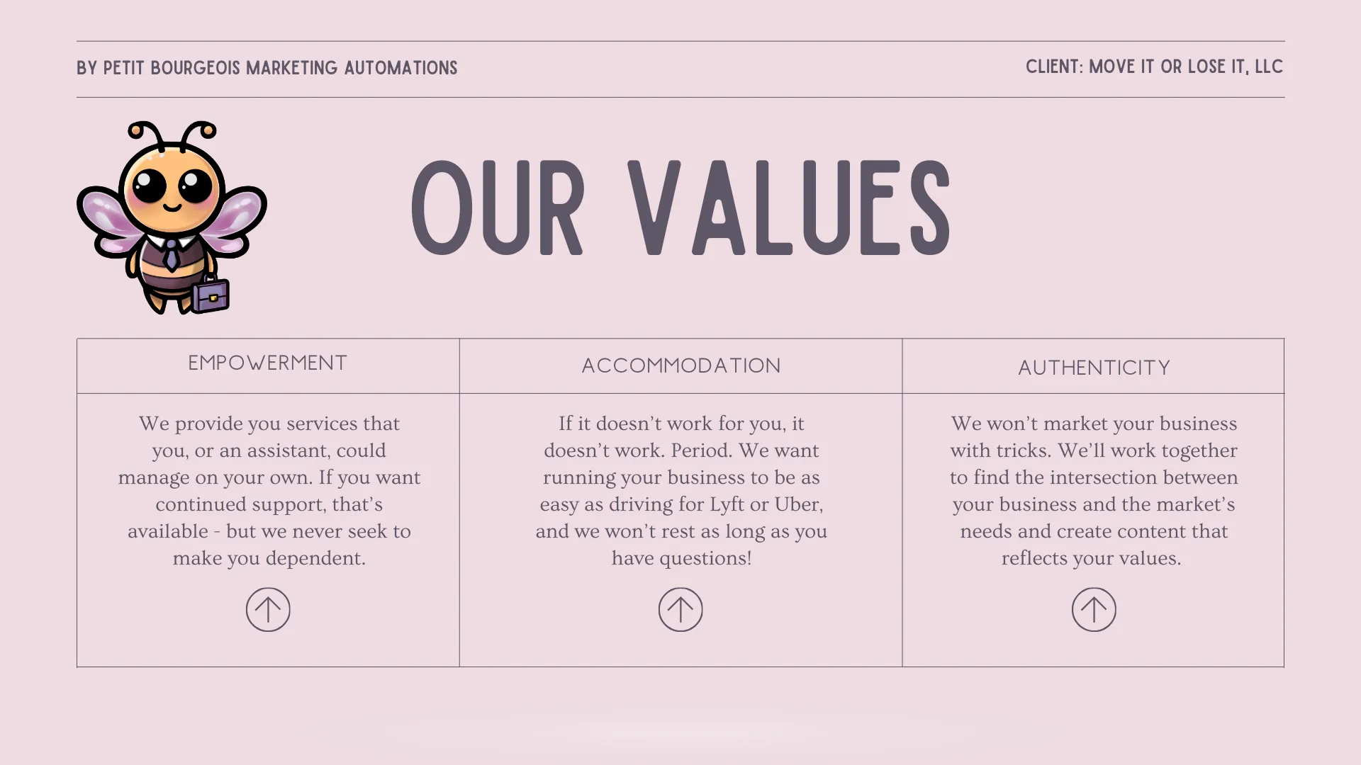 Proposal slide: our values