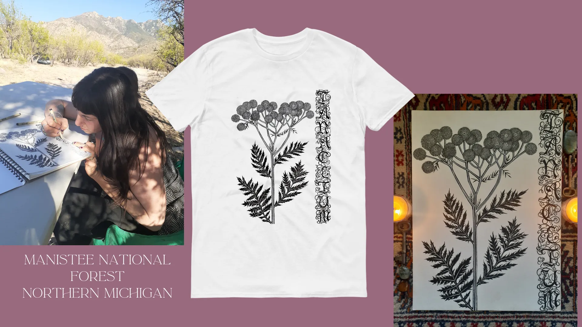 Botanical print t-shirt, Manistee National Forest