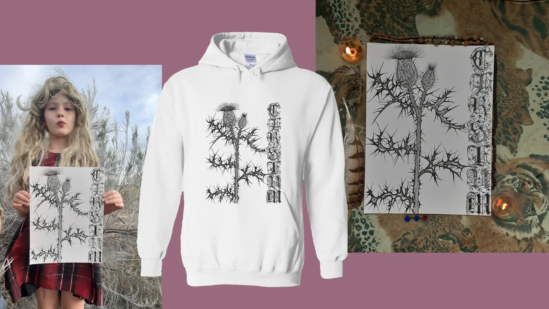 Thistle print hoodie