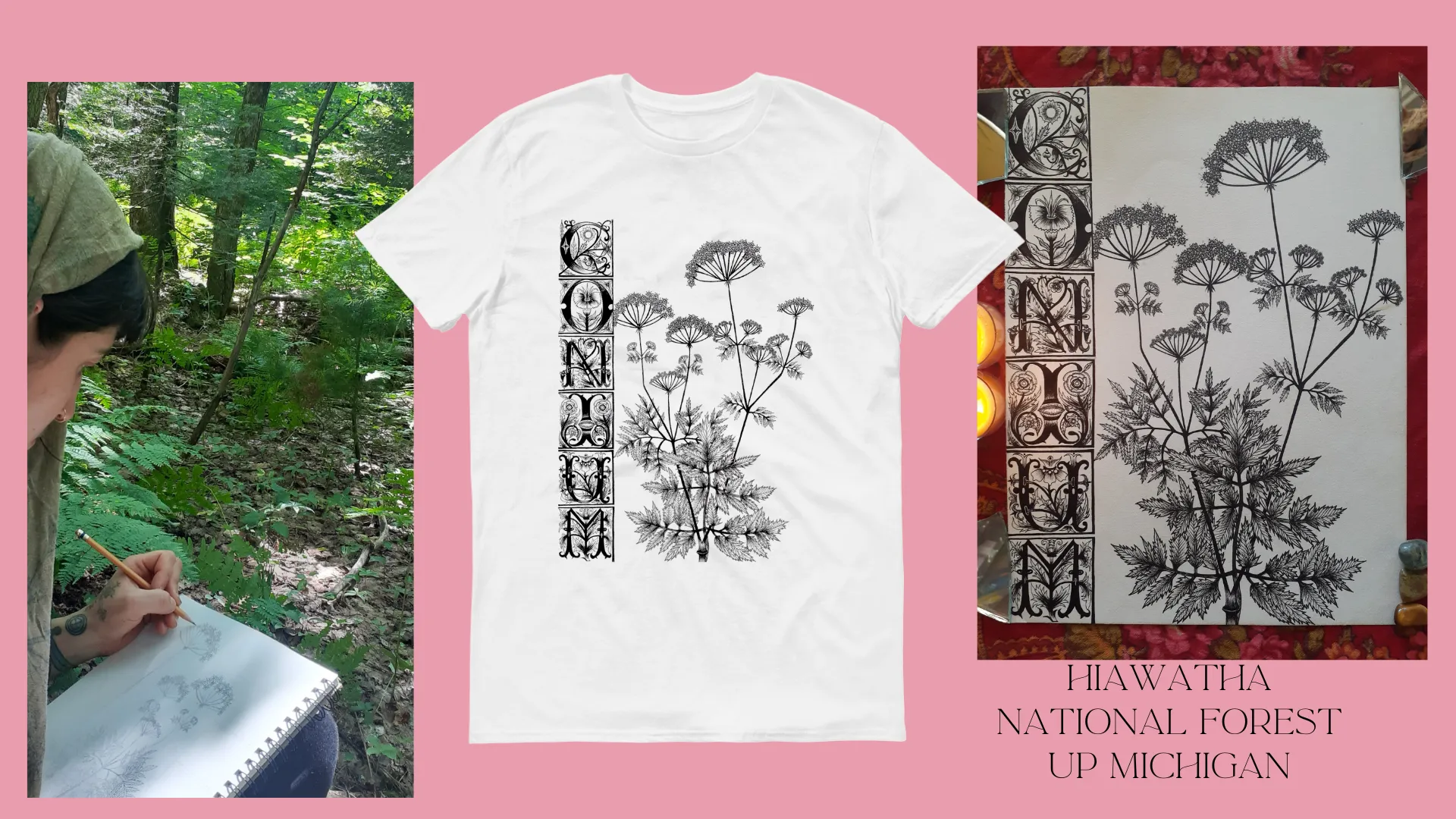 Botanical print t-shirt, Hiawatha National Forest