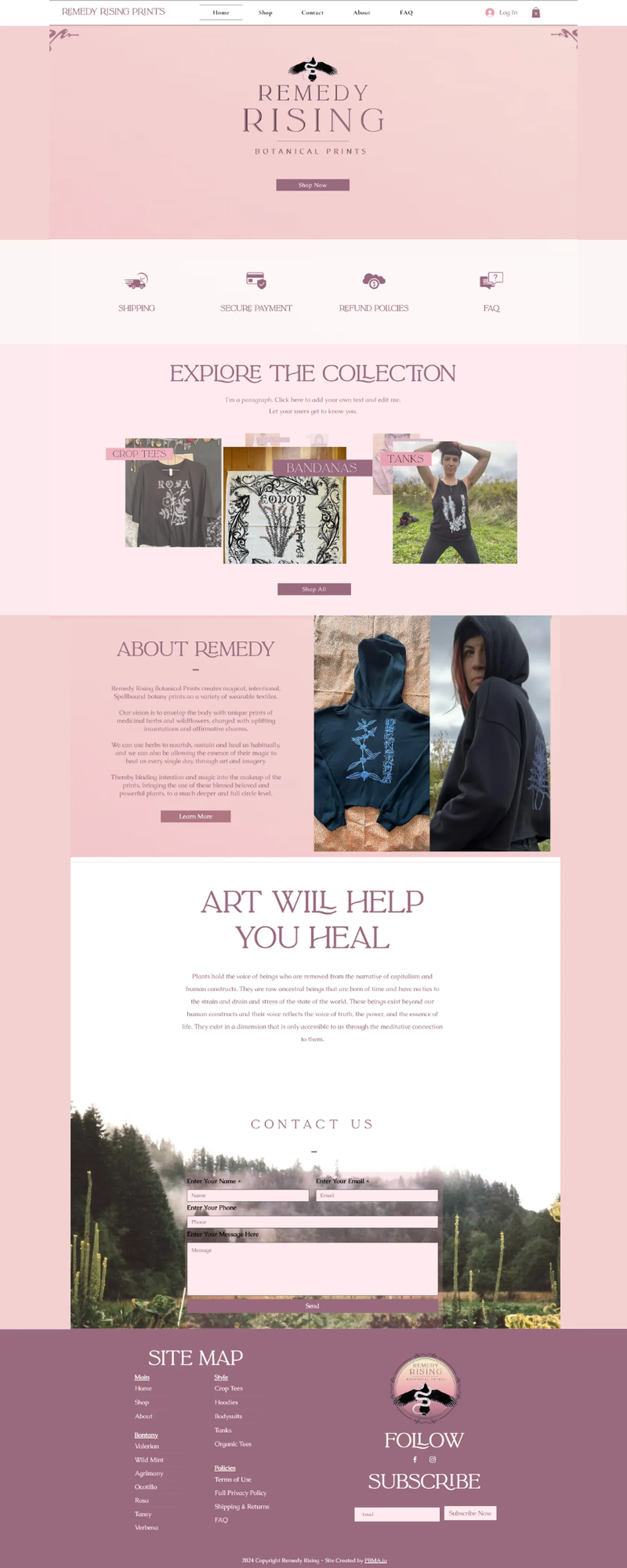 Remedy Rising website, full homepage