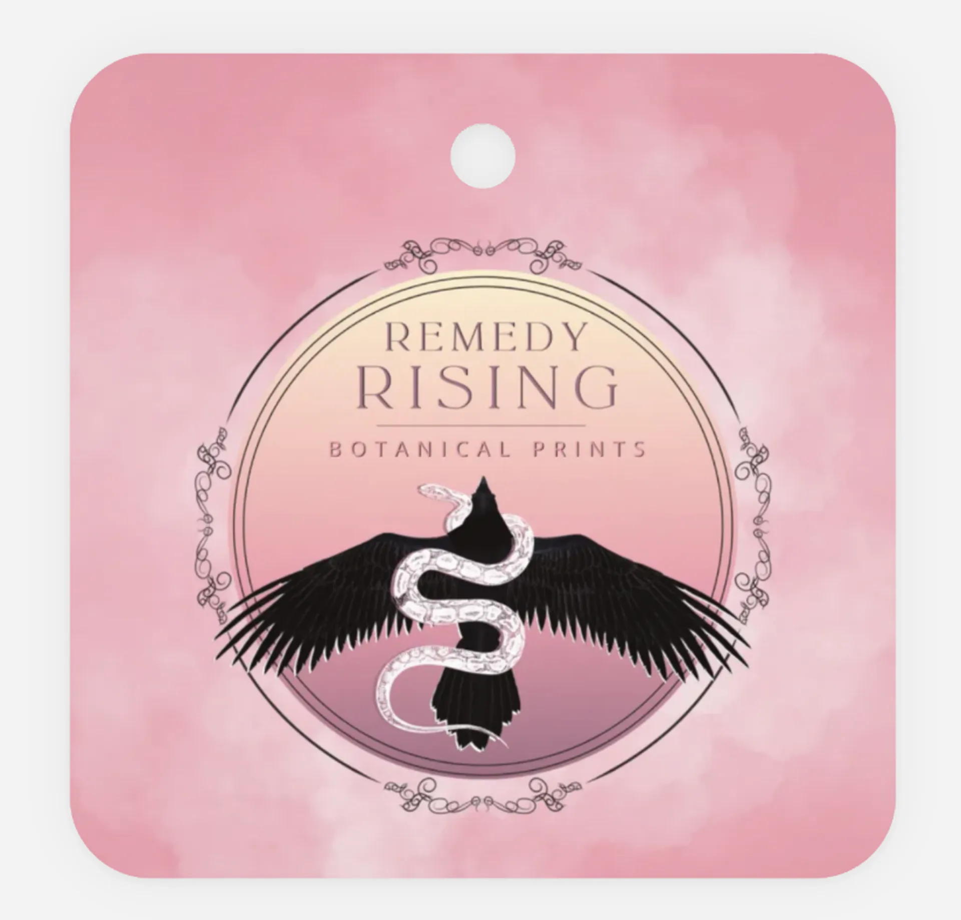 Remedy Rising emblem hang tag
